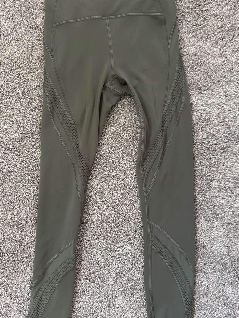 Lululemon Olive Mesh-Panel Leggings
